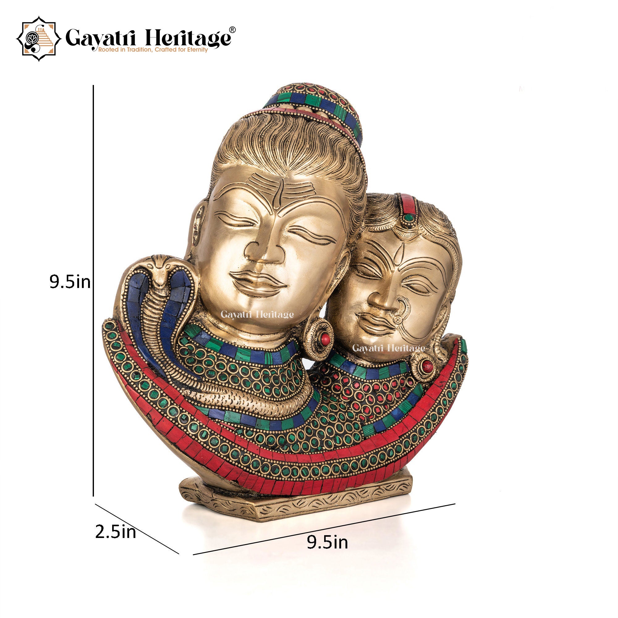 Brass Shiva Parvati Face On Moon – Divine Spiritual Accent | Gayatri Heritage