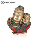 Brass Shiva Parvati Face On Moon – Divine Spiritual Accent | Gayatri Heritage