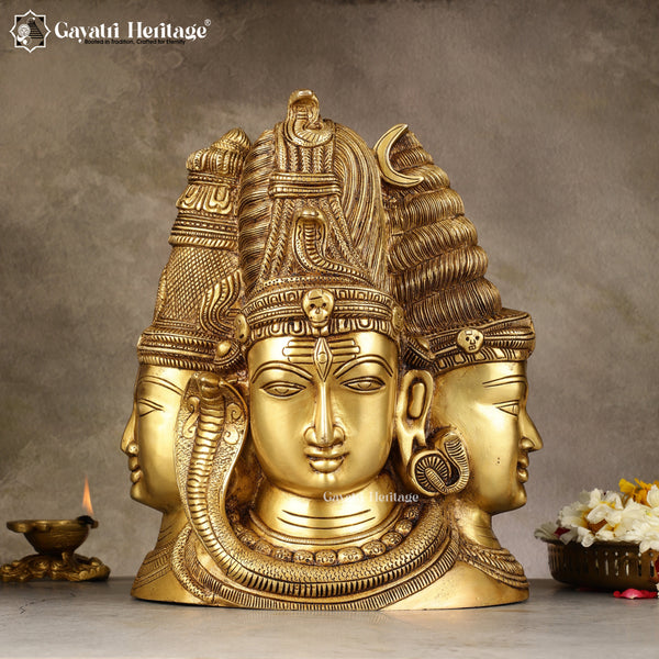 Brass Shiva Head Behind Parvati – Divine Detail in Brass | Gayatri Heritage