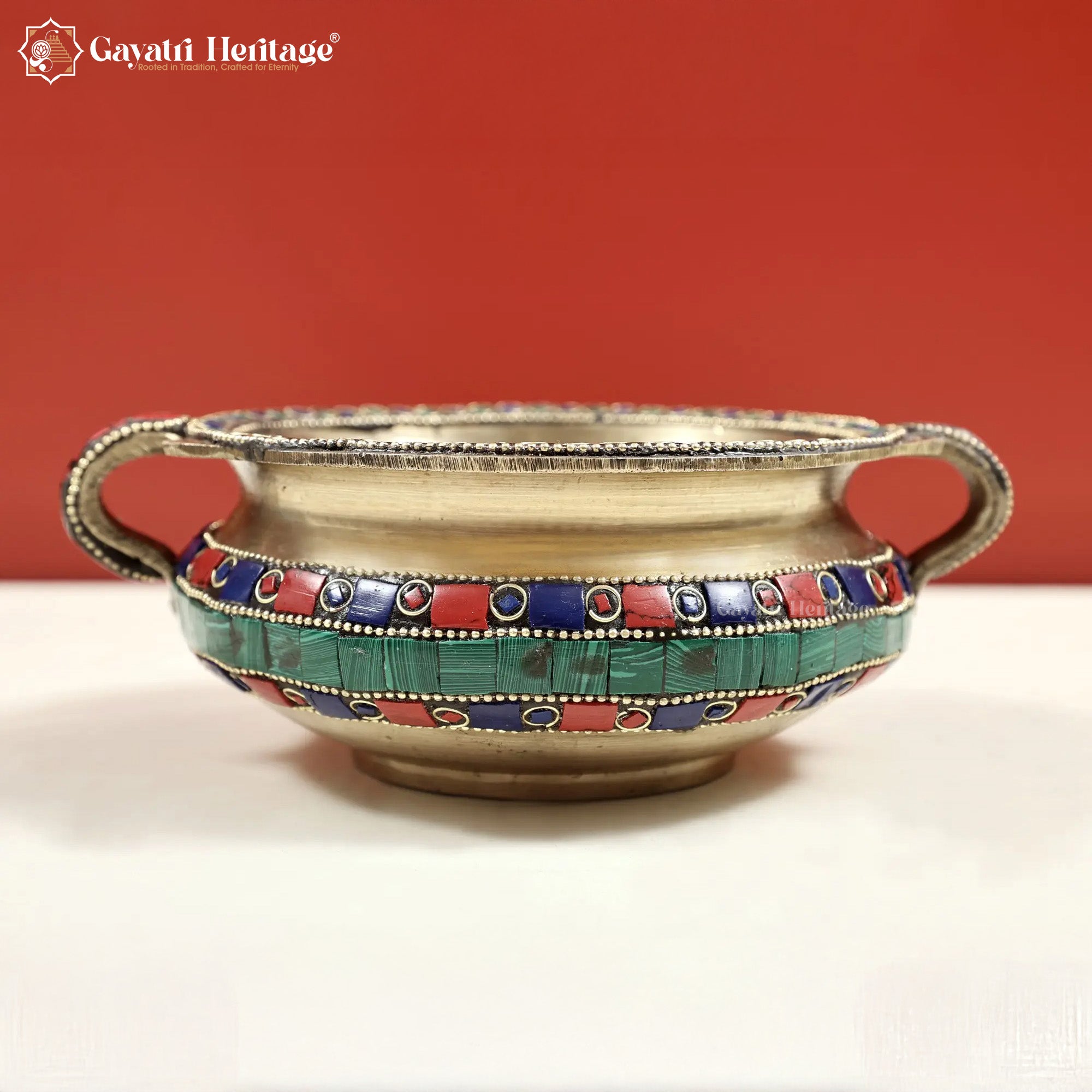 Brass Urli with Stone Work – Elegant Traditional Decor | Gayatri Heritage
