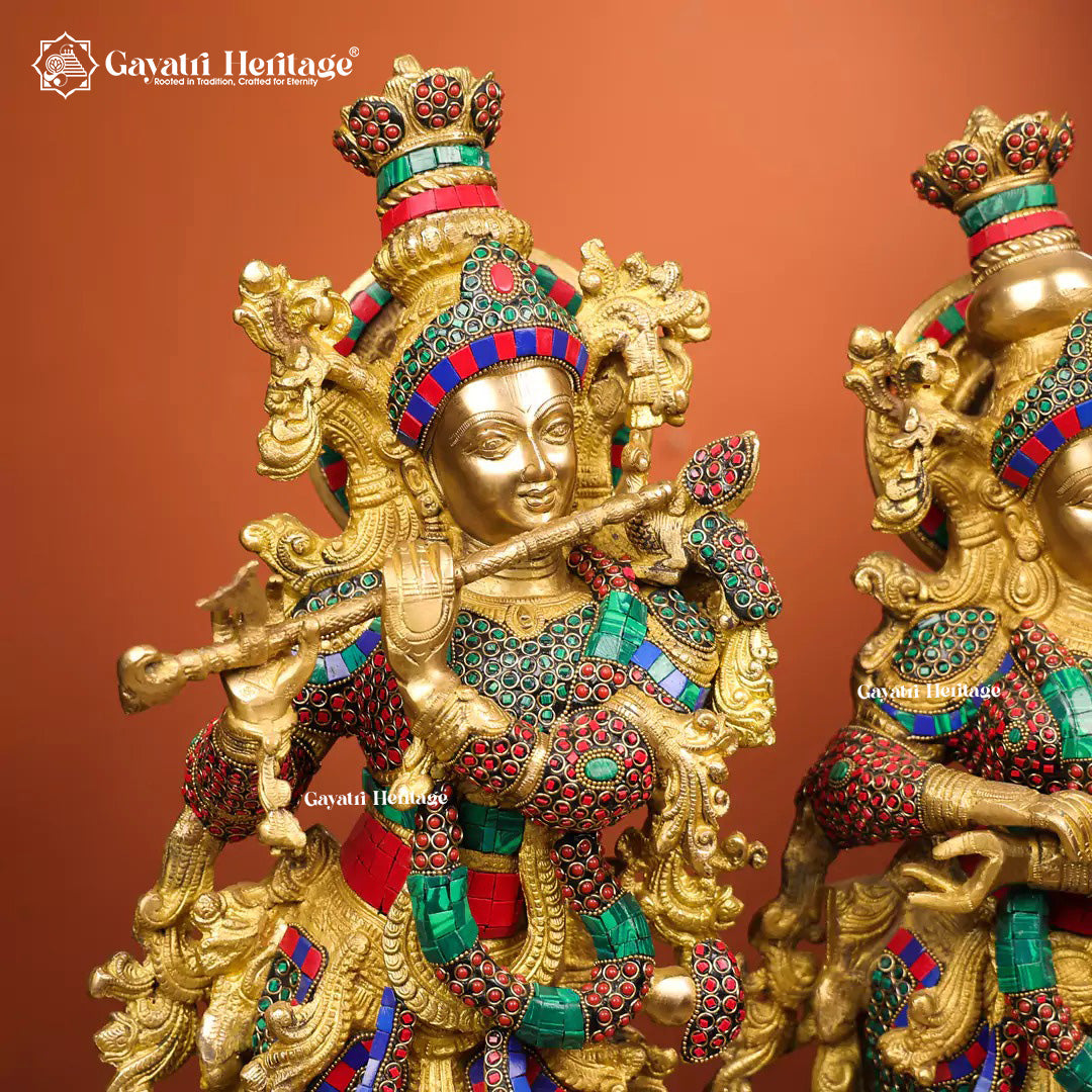 Brass Radha Krishna Idols – Divine Couple Statue Décor | Gayatri Heritage