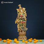 Brass Radha Krishna Statue – Exquisite Stone Work | Gayatri Heritage