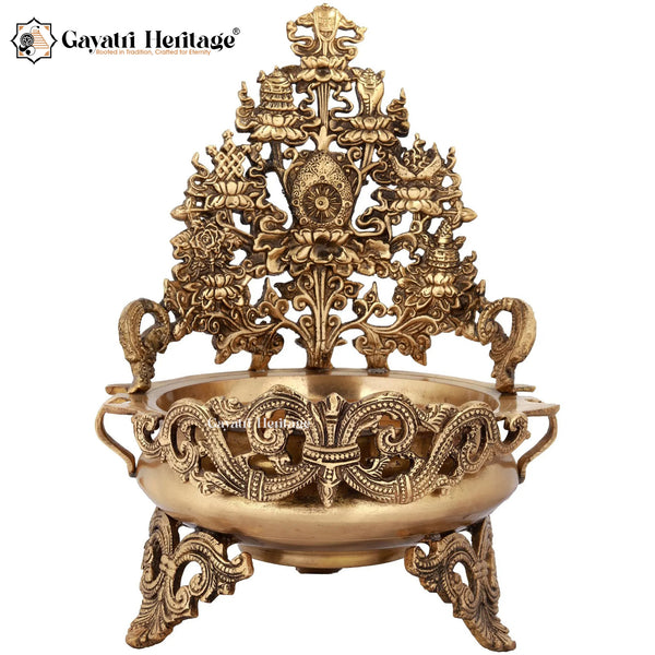 Brass Tibetan Buddhist Ashtamangala Urli – Sacred Home Decor