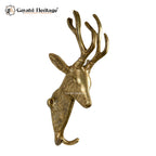 Brass Wall Hanging Deer Face – Elegant Design with Two Hooks | Gayatri Heritage