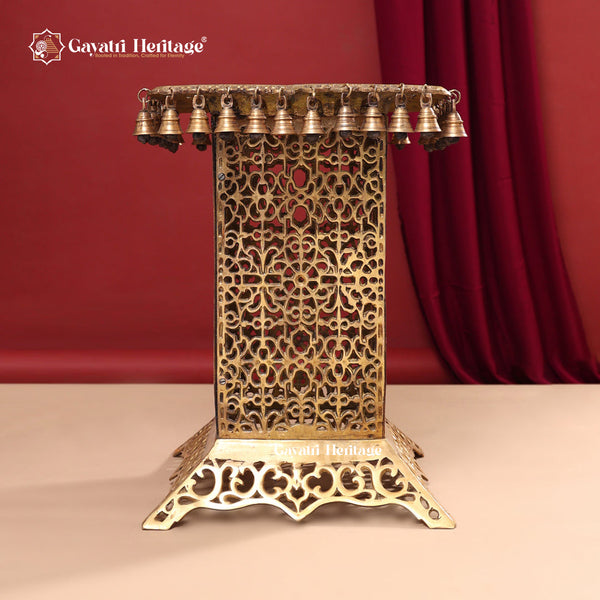 Brass Stool with Bells – Artistic Functional Décor | Gayatri Heritage