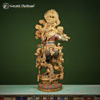 Brass Krishna Playing Flute – Divine Musical Elegance | Gayatri Heritage