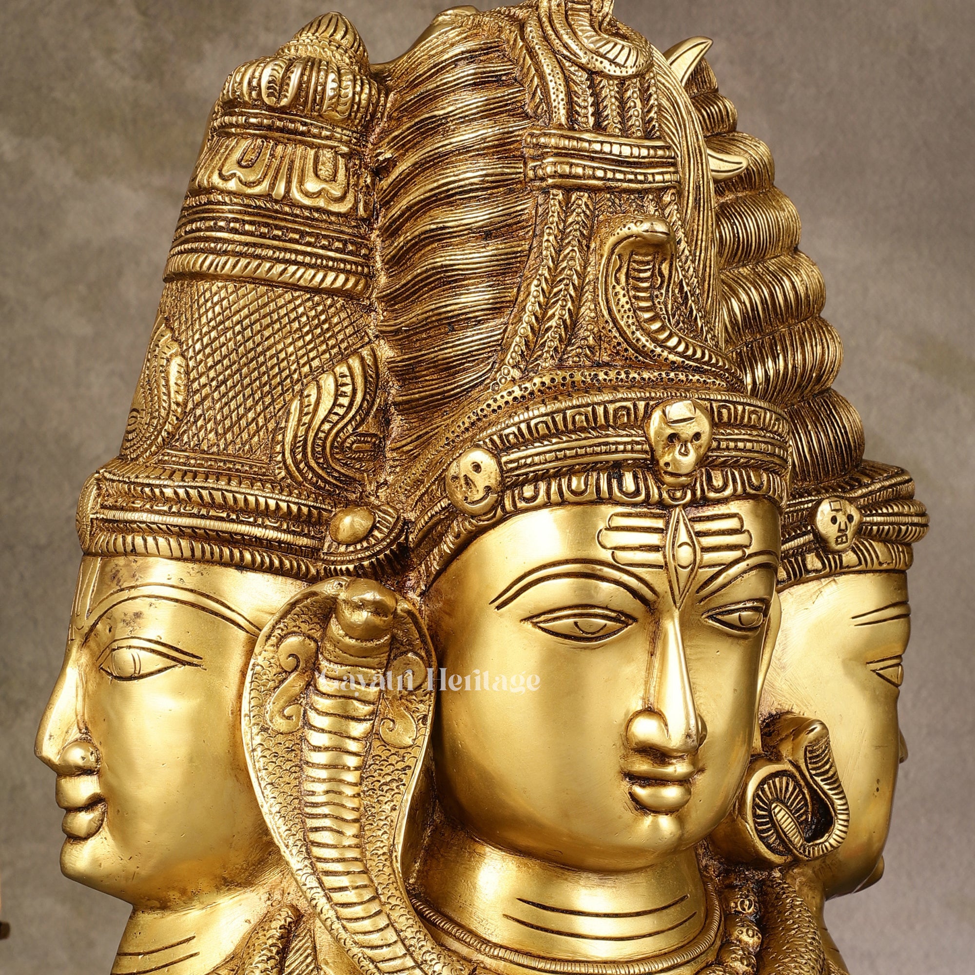 Brass Shiva Head Behind Parvati – Divine Detail in Brass | Gayatri Heritage
