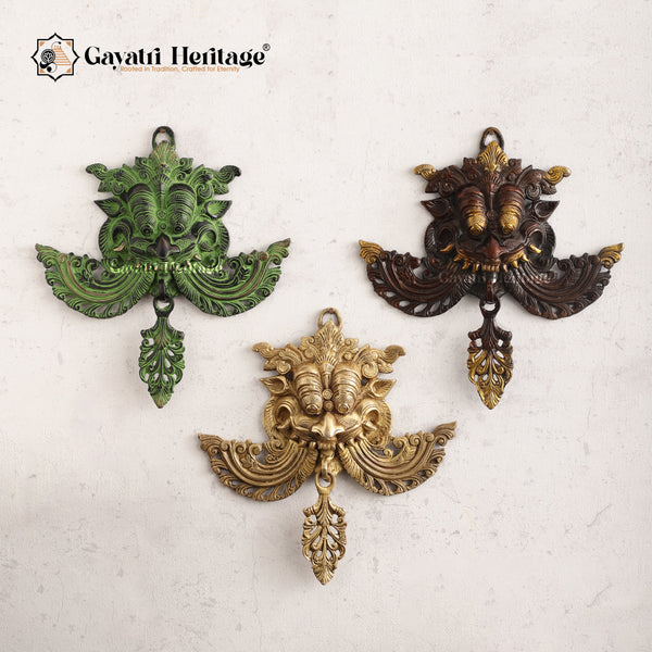 Brass Kirtimukha Wall Hanging Mask – Ward Off Evil with Sacred Protection | Gayatri Heritage