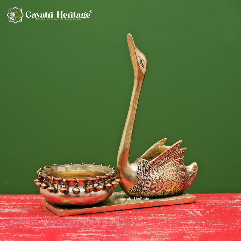 Brass Swan With Urli – Classic Indian Craftsmanship | Gayatri Heritage