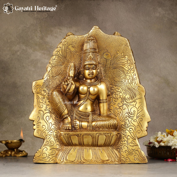 Brass Shiva Head Behind Parvati – Divine Detail in Brass | Gayatri Heritage