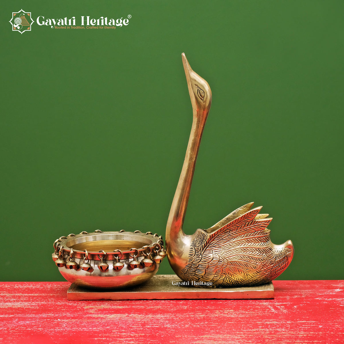 Brass Swan With Urli – Classic Indian Craftsmanship | Gayatri Heritage