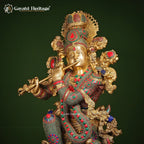 Brass Krishna Playing Flute – Divine Musical Elegance | Gayatri Heritage