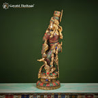 Brass Krishna Playing Flute – Divine Musical Elegance | Gayatri Heritage