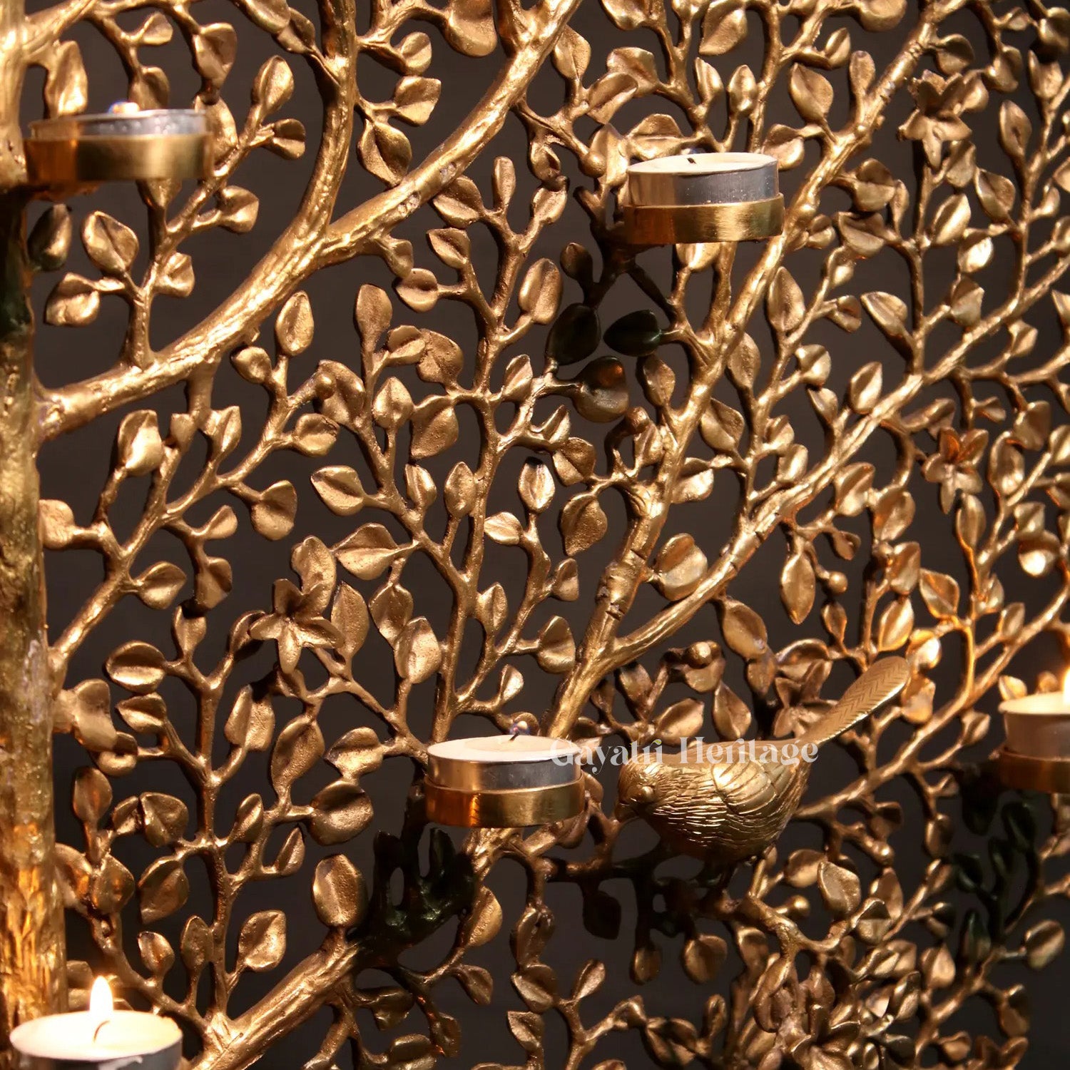Brass Kalpavriksha with Candle Holders & Chirping Birds | Gayatri Heritage