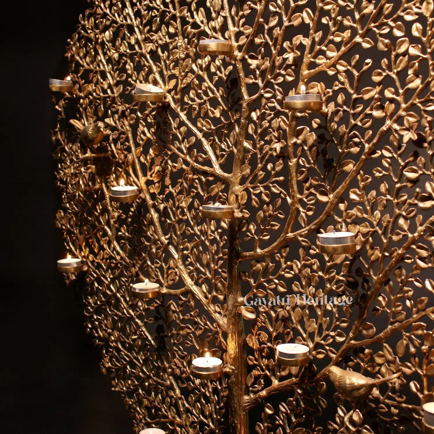 Brass Kalpavriksha with Candle Holders & Chirping Birds | Gayatri Heritage