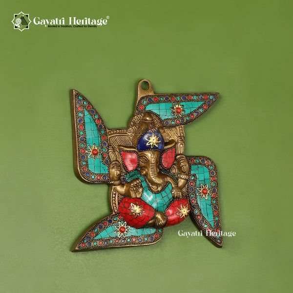 Brass Wall Swasthik Ganesh – Symbol of Well-being and Prosperity | Gayatri Heritage