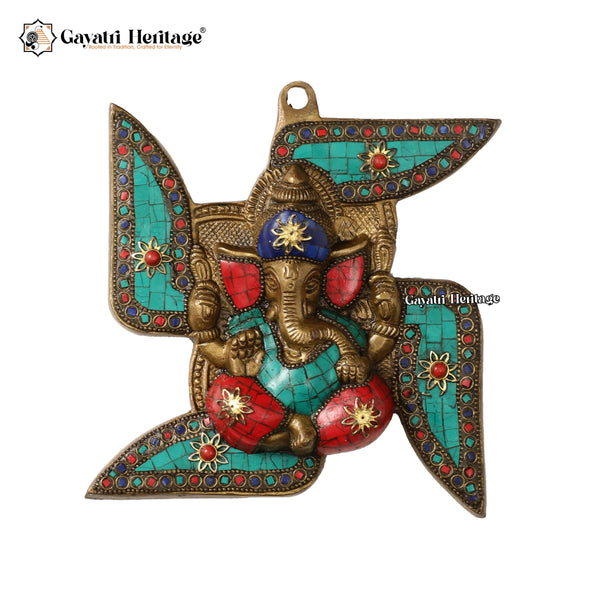 Brass Wall Swasthik Ganesh – Symbol of Well-being and Prosperity | Gayatri Heritage