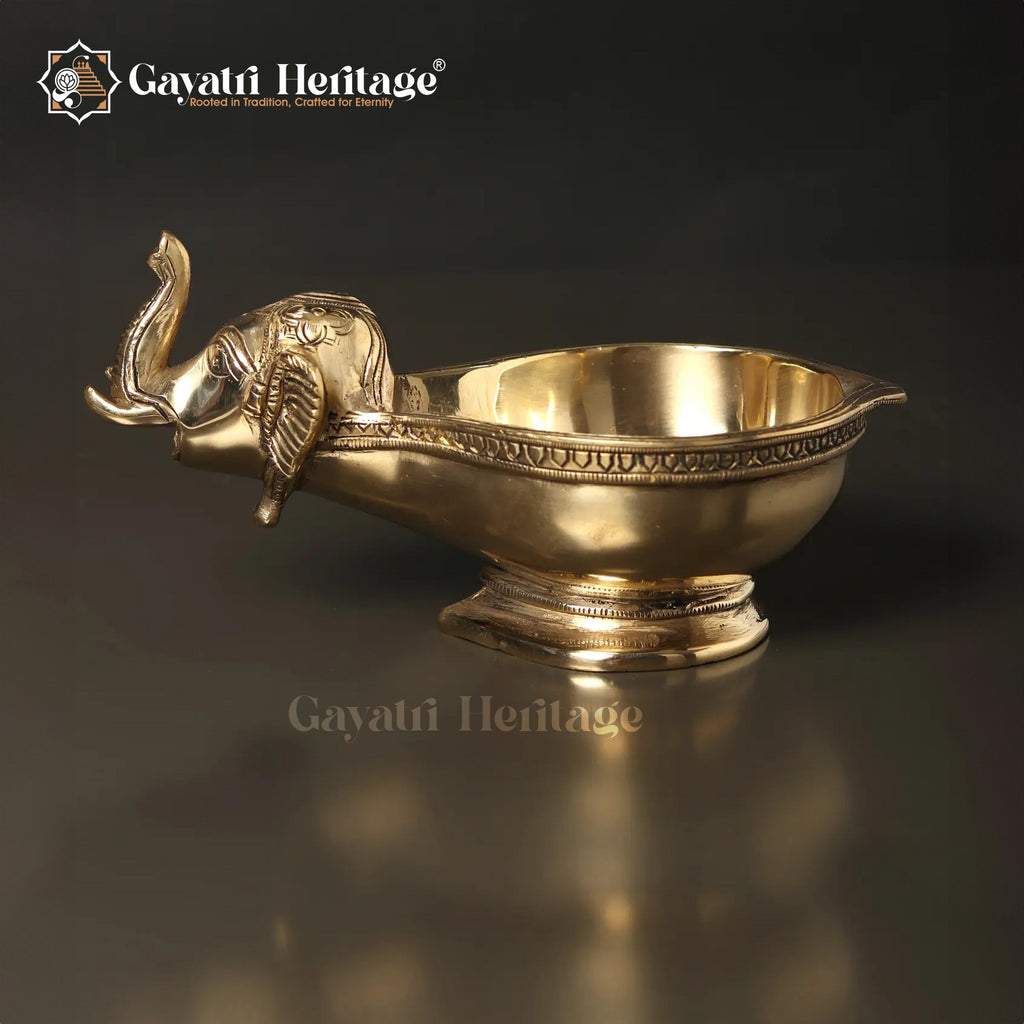 Brass Elephant Design Vilakku (Diya) – Symbol of Prosperity | Gayatri Heritage