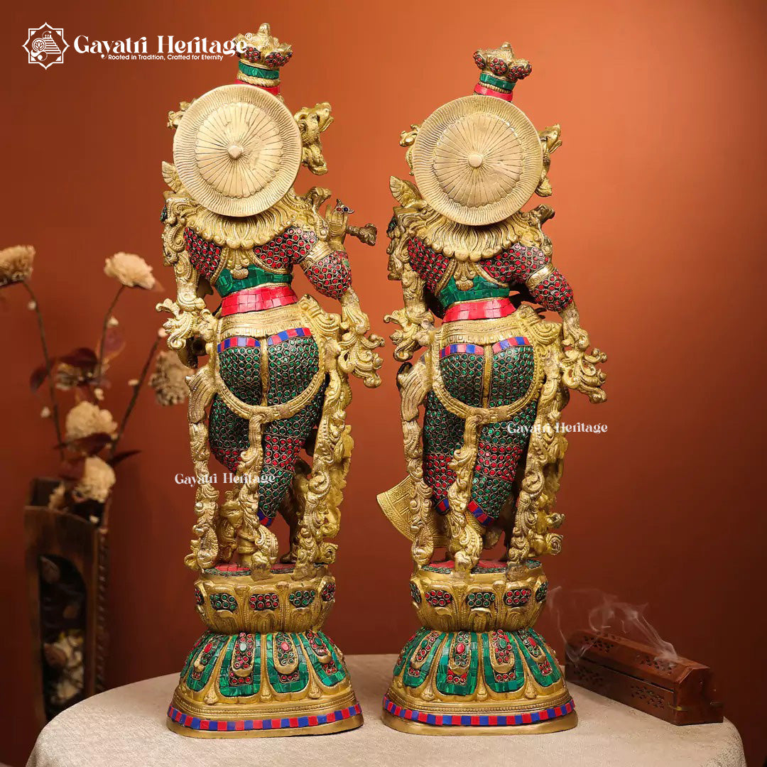 Brass Radha Krishna Idols – Divine Couple Statue Décor | Gayatri Heritage