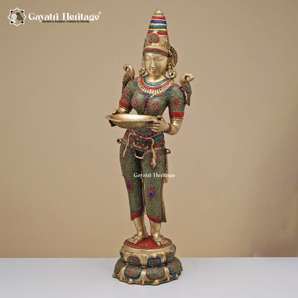 Brass Deeplady Figure in Stone Work – Divine Elegance & Illumination | Gayatri Heritage