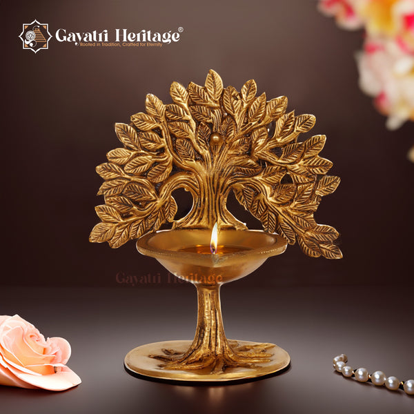 Brass Kalpavrisksha Oil Lamp ( Diya ) – Illuminate Your Space with Sacred Grace | Gayatri Heritage