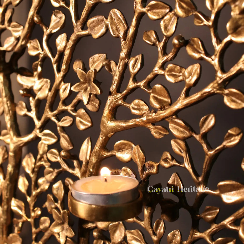 Brass Kalpavriksha with Candle Holders & Chirping Birds | Gayatri Heritage