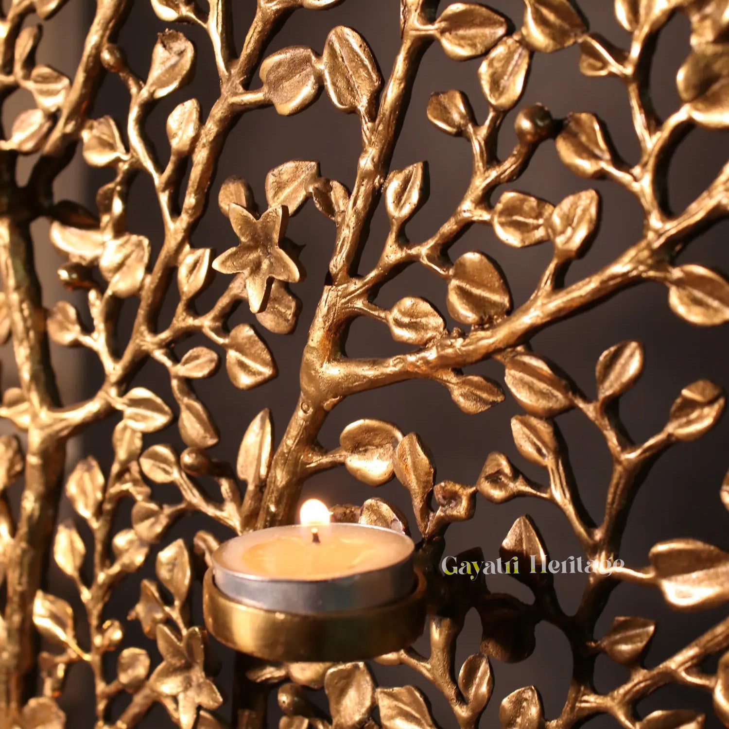 Brass Kalpavriksha with Candle Holders & Chirping Birds | Gayatri Heritage