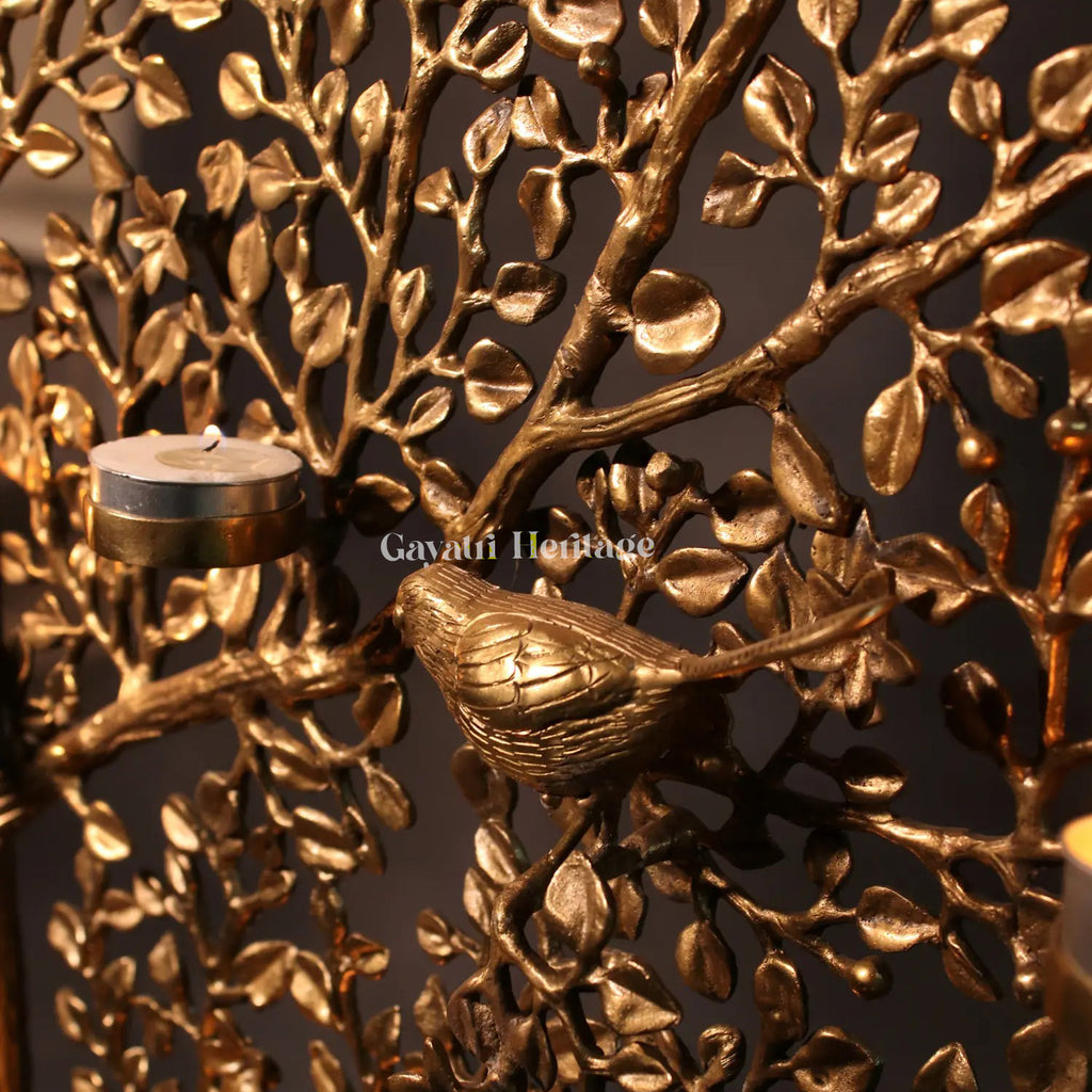 Brass Kalpavriksha with Candle Holders & Chirping Birds | Gayatri Heritage