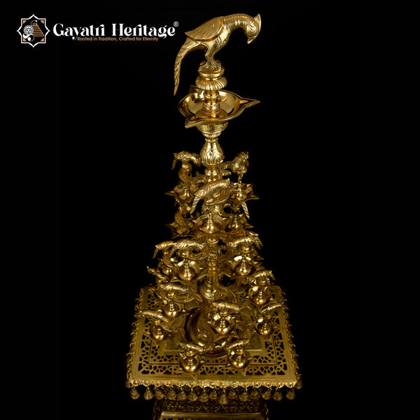 Brass Parrot Multilayer Lamp – Traditional Splendor | Gayatri Heritage