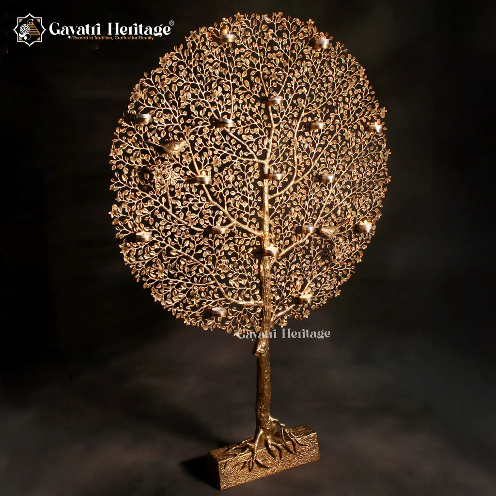 Brass Kalpavriksha with Candle Holders & Chirping Birds | Gayatri Heritage