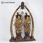 Brass Radha Krishna with Arch – Divine Love Idol | Gayatri Heritage