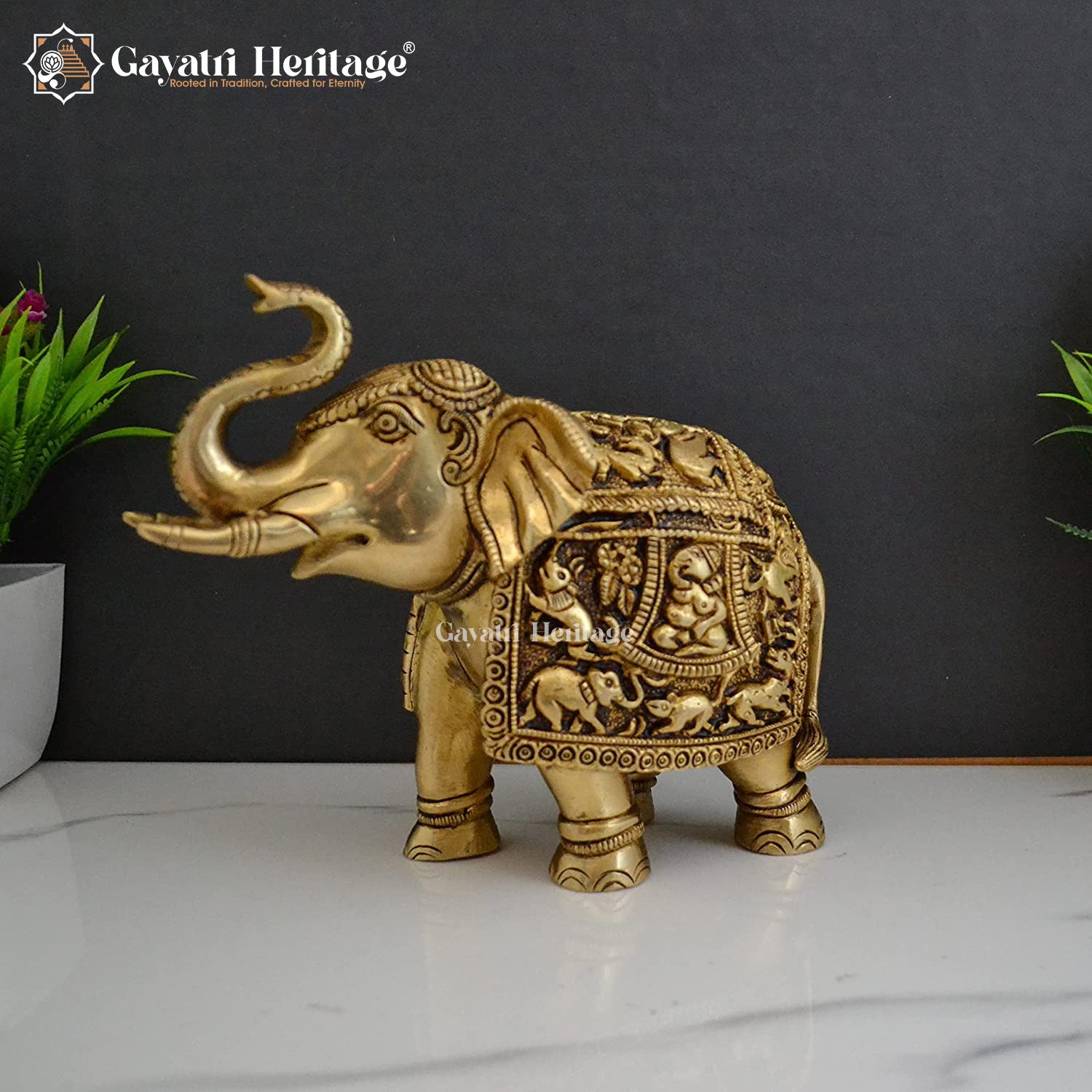 Brass Elephant Statue – Majestic Decor Statue | Gayatri Heritage