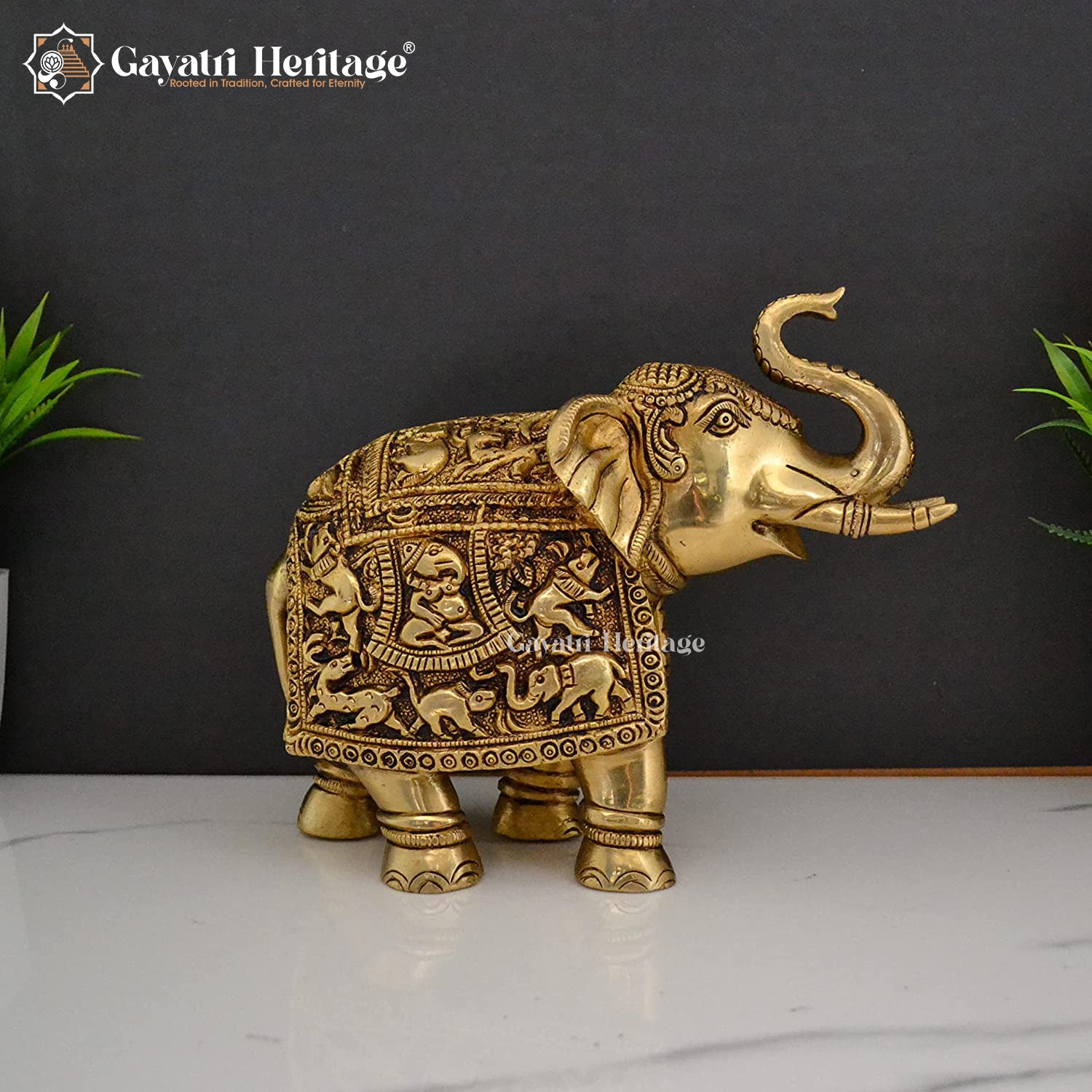 Brass Elephant Statue – Majestic Decor Statue | Gayatri Heritage