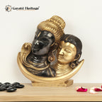 Brass Shiva Parvati On Crescent Moon – Sacred Celestial Sculpture | Gayatri Heritage