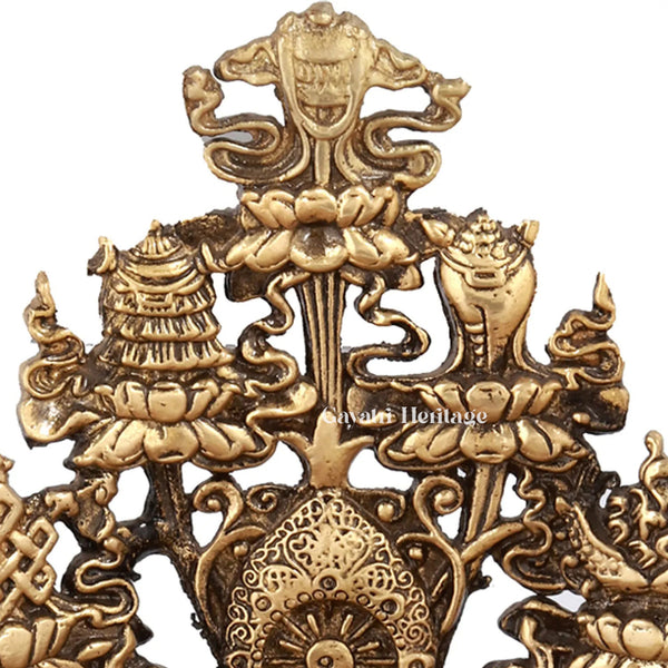 Brass Tibetan Buddhist Ashtamangala Urli – Sacred Home Decor