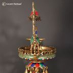 Brass Urli Stand with Parrot – Exquisite Stone Work | Gayatri Heritage