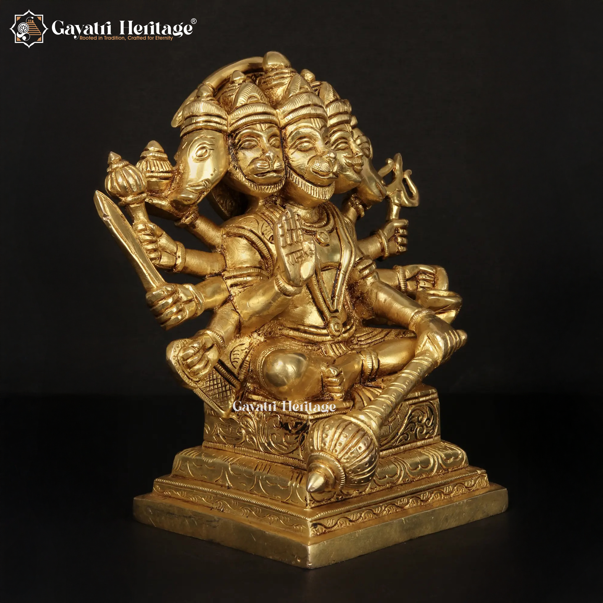 Brass Panchmukhi Hanuman Statue – Divine Protector Idol