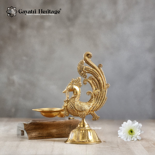 Brass Sparrow Diya Lamp (Single Piece) – Elegant Spiritual Lighting | Gayatri Heritage