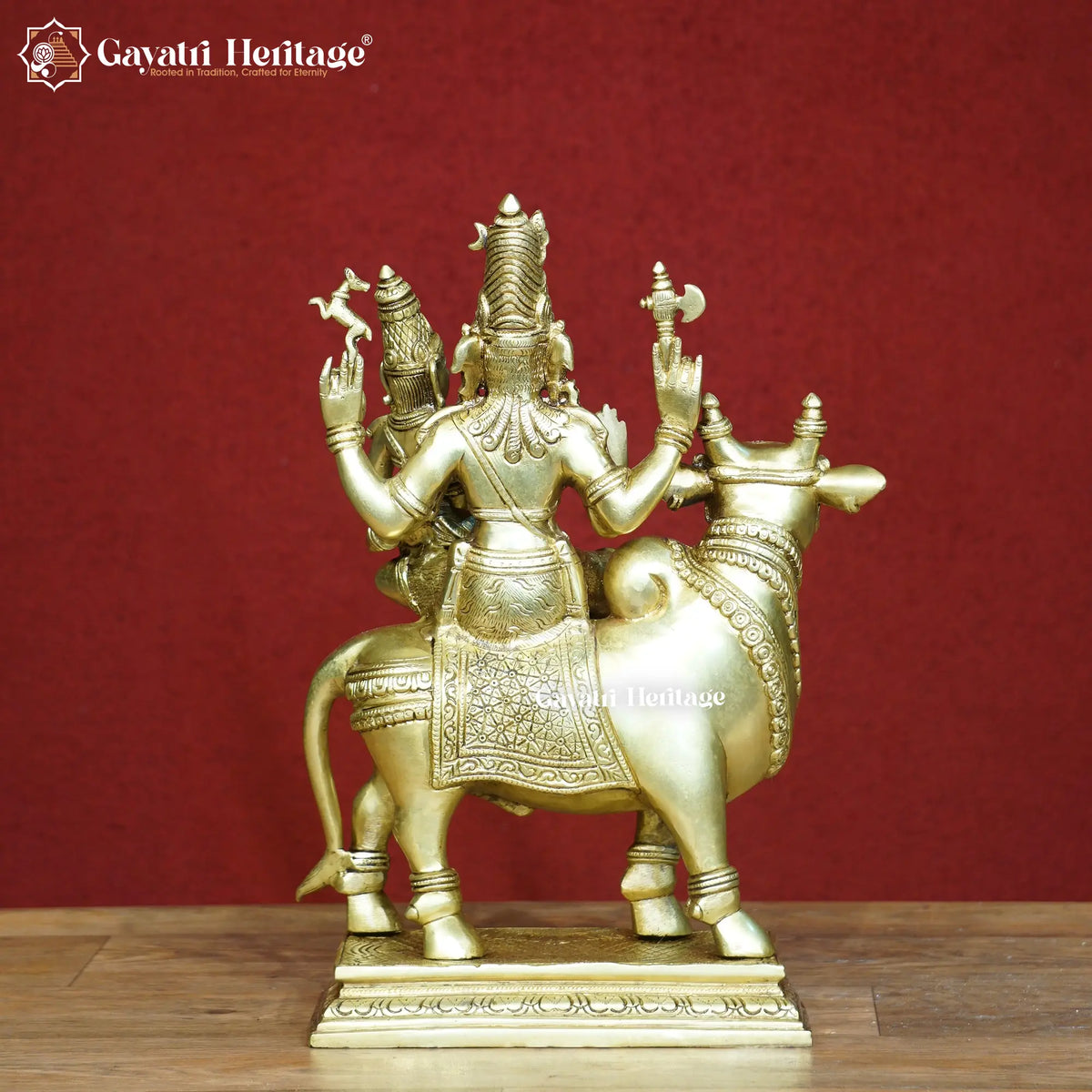 Brass Shiv Parvati with Nandi – Devotional Brass Idol | Gayatri Heritage