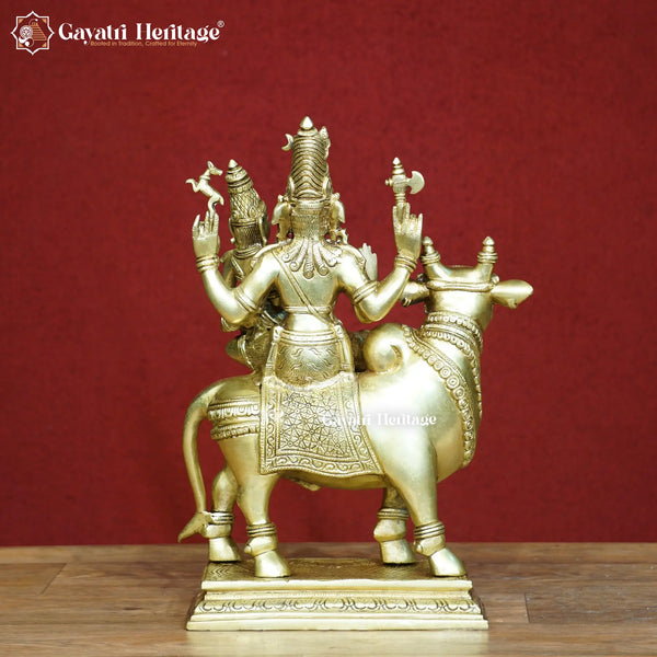Brass Shiv Parvati with Nandi – Devotional Brass Idol | Gayatri Heritage