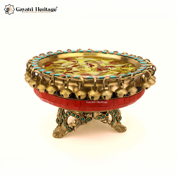 Brass Urli 8" in Stonework – Traditional Decor | Gayatri Heritage