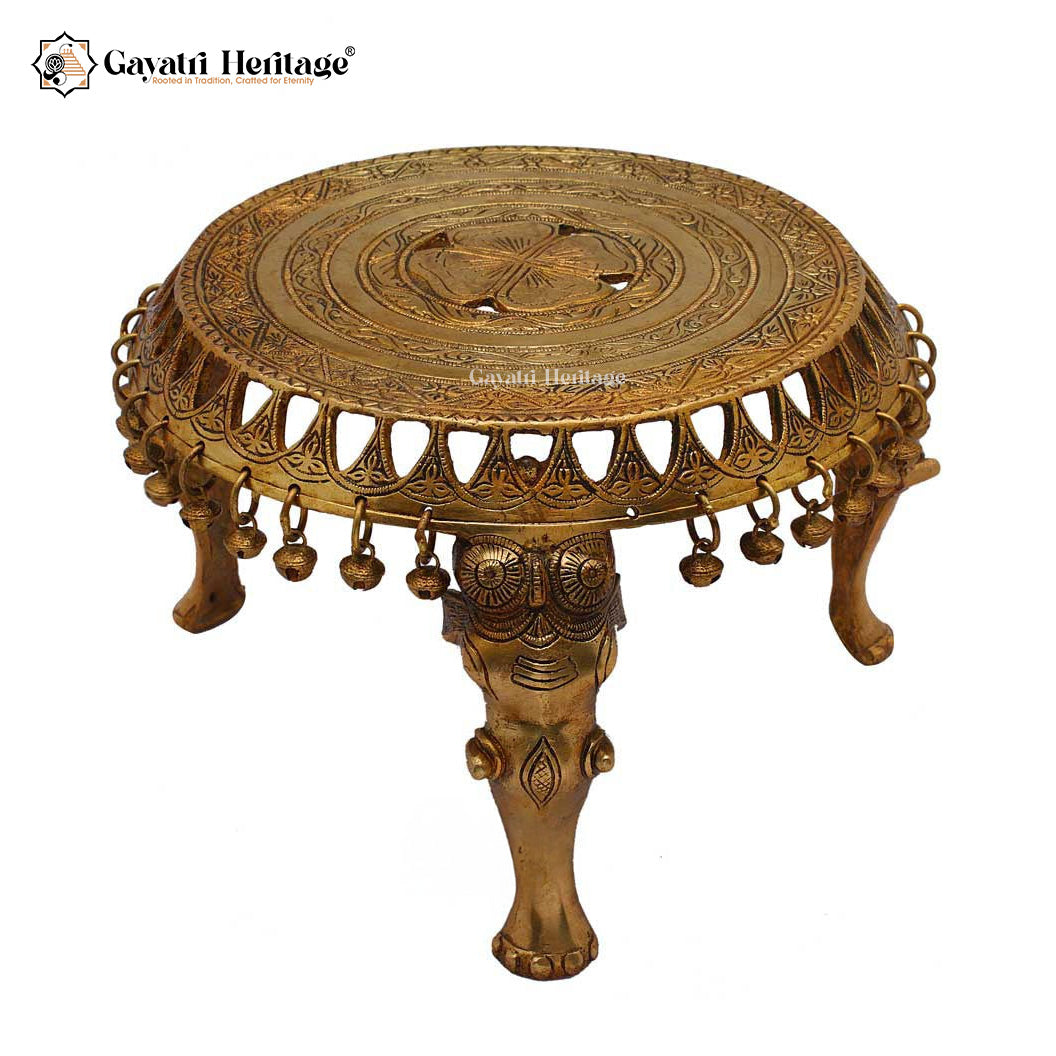 Brass Puja Chowki – Decorative Pooja Pedestal Stand | Gayatri Heritage