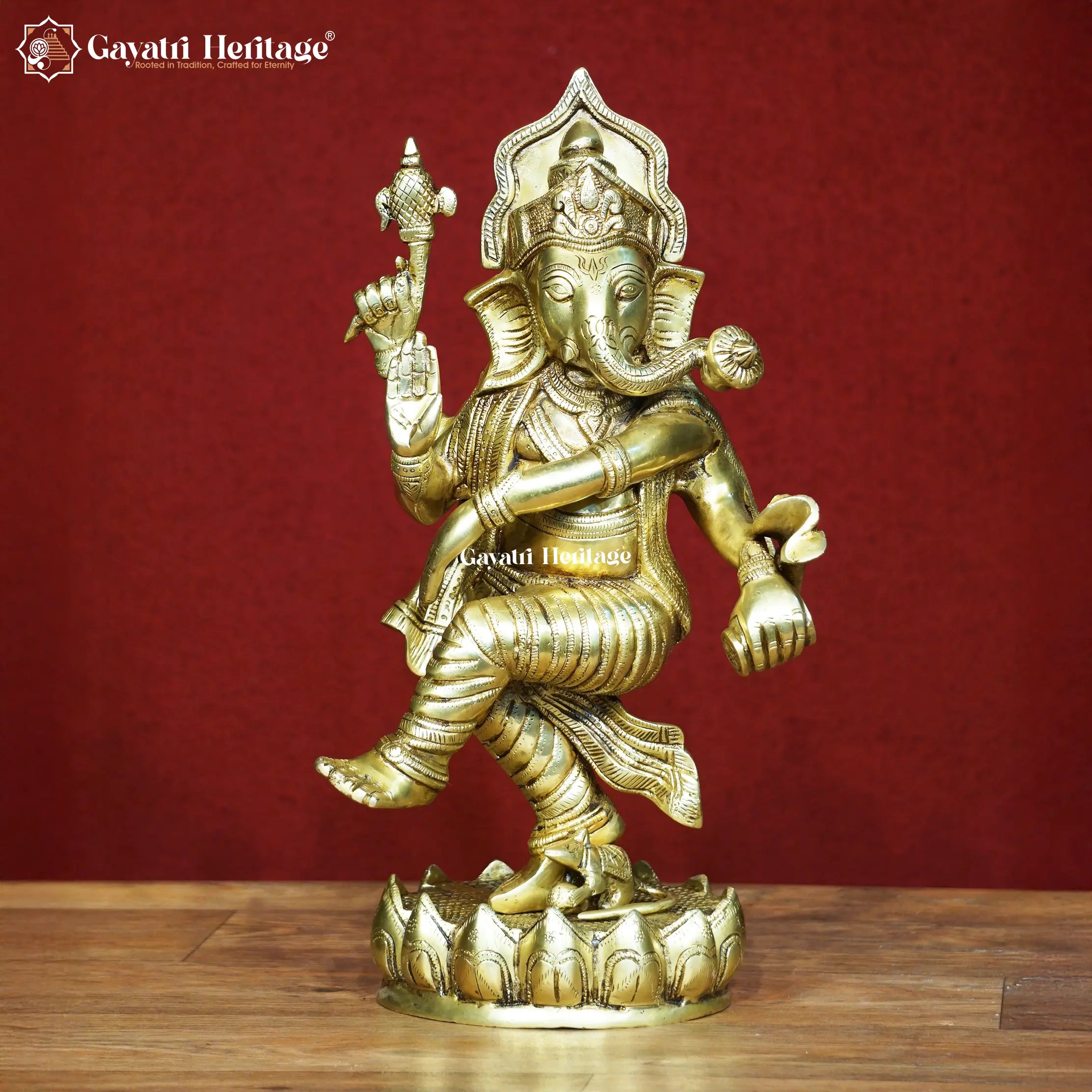 Brass Dancing Ganesha Idol – Vastu Decor & Spiritual Art | Gayatri Heritage