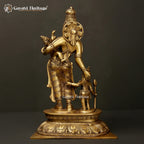 Brass Mata Parvati with Murugan & Vinayagar Idol – Divine Trio for Worship | Gayatri Heritage