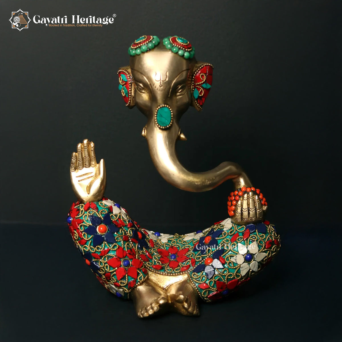 Brass Hawai Vinayagar – Premium Stone Art Ganesha Idol | Gayatri Heritage