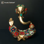Brass Hawai Vinayagar – Premium Stone Art Ganesha Idol | Gayatri Heritage