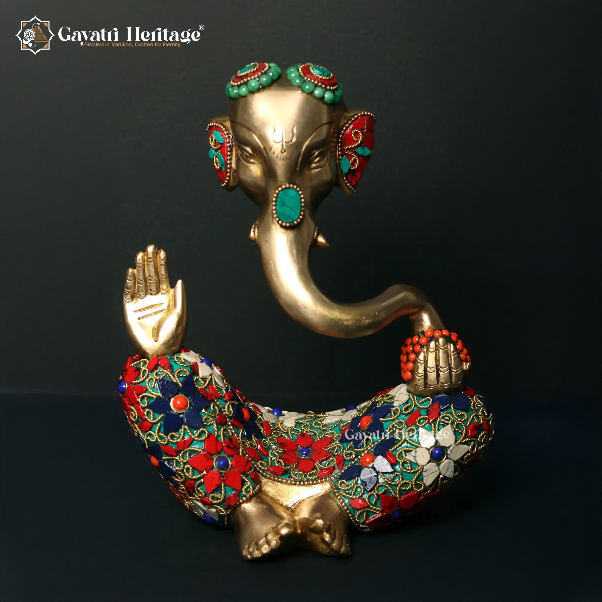 Brass Hawai Vinayagar – Premium Stone Art Ganesha Idol | Gayatri Heritage
