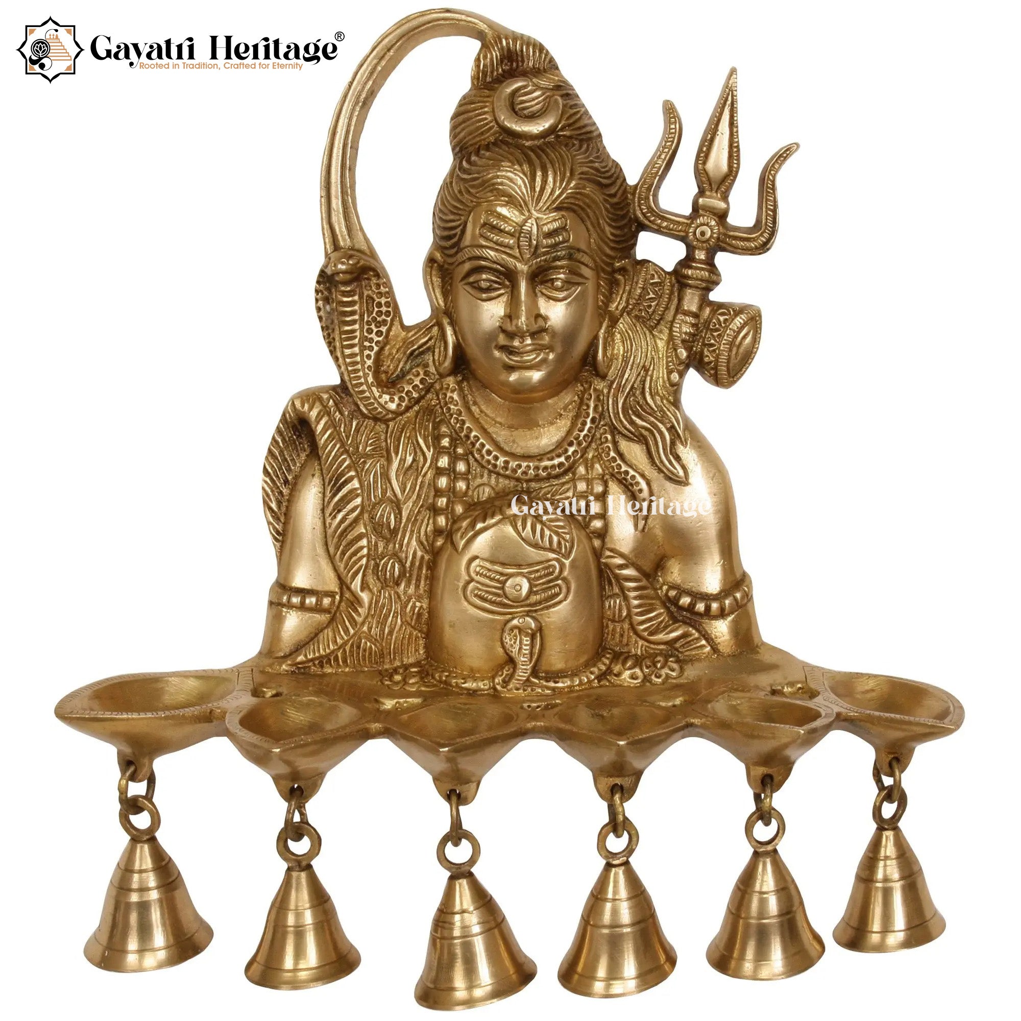 Brass Wall Hanging Shiva – Diya Holder with 6 Wicks | Gayatri Heritage