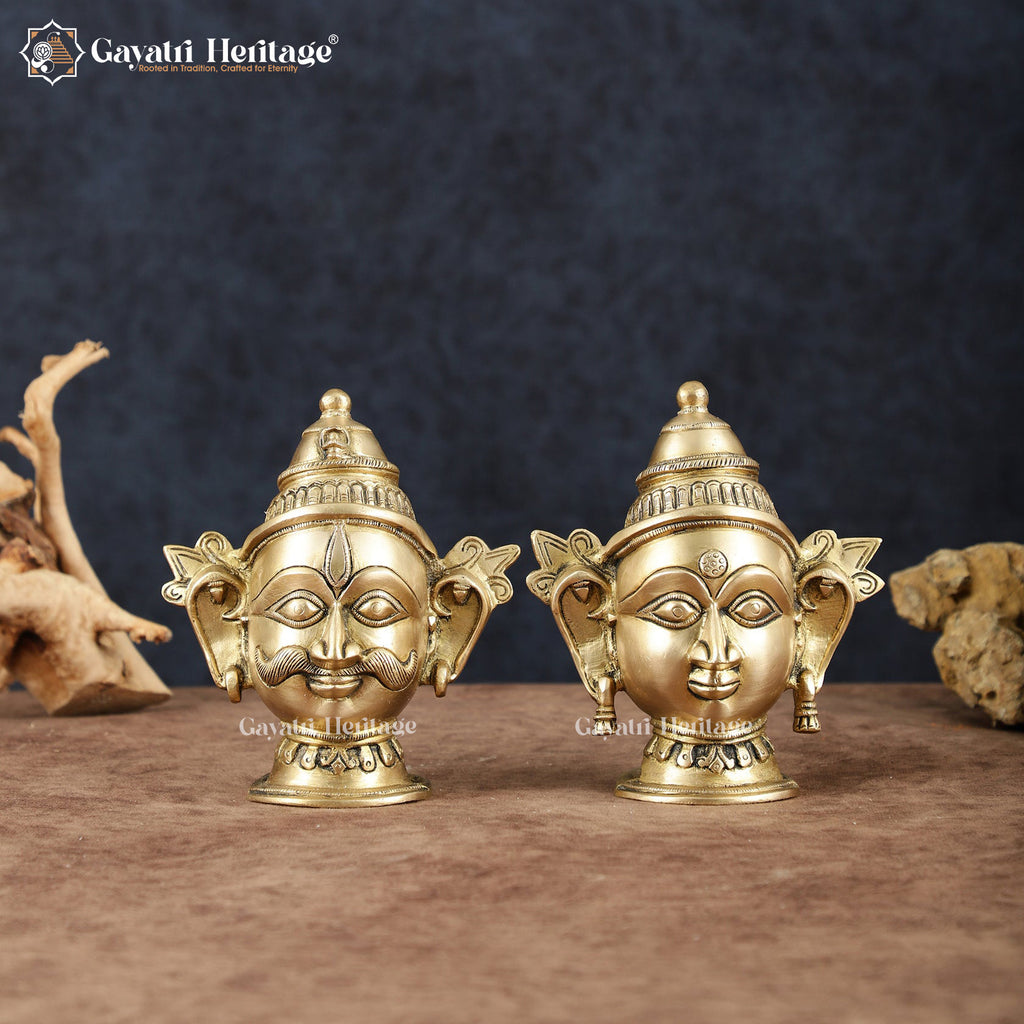 Brass Shiva Parvati Head – South Indian Temple Design | Gayatri Heritage