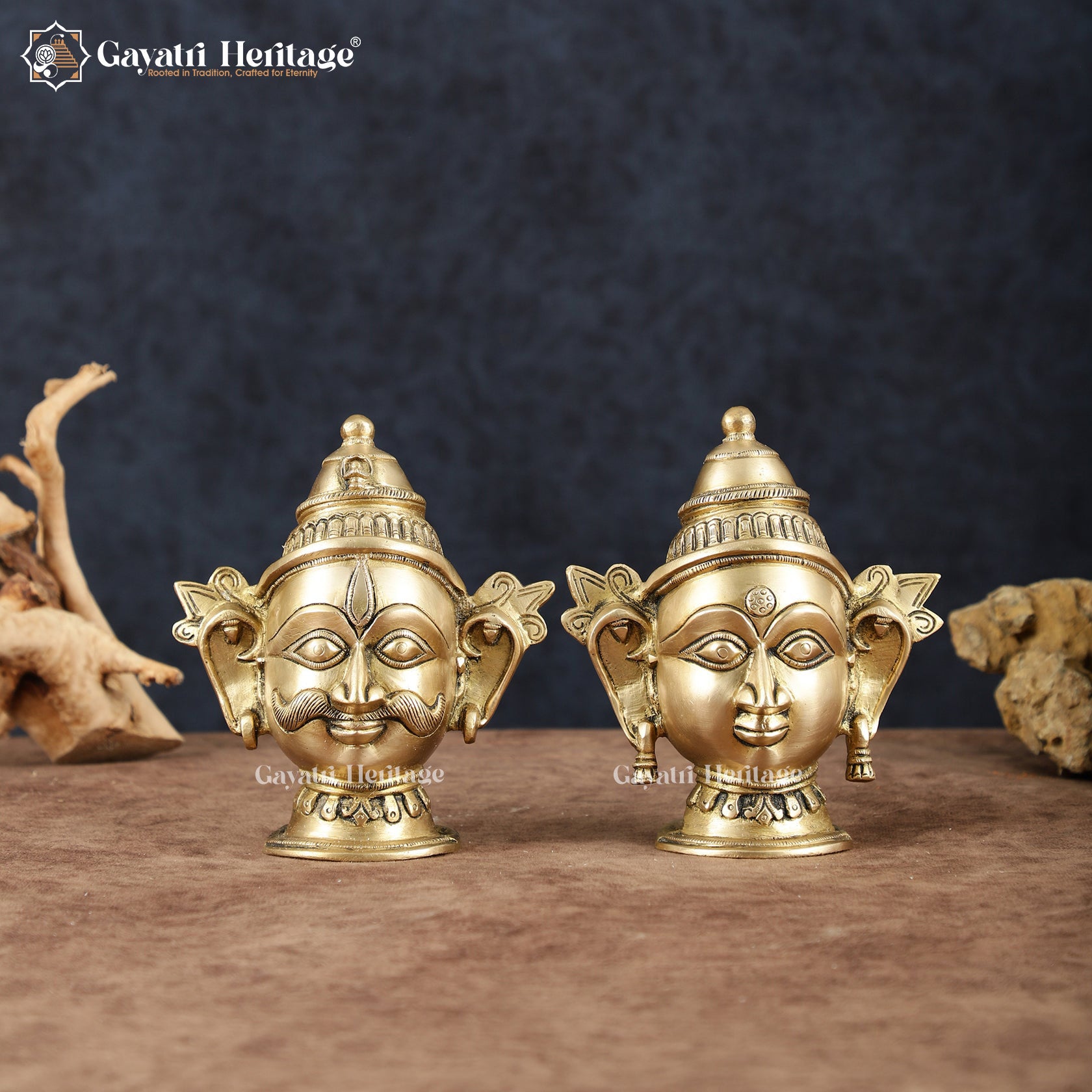 Brass Shiva Parvati Head – South Indian Temple Design | Gayatri Heritage